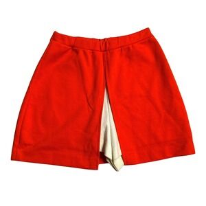 Vtg XS Aileen Brand‎ Red Orange Skort split front white shorts mini XS micro